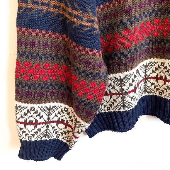 Vintage 90s Nordic Fair Isle Striped Mens Sweater Size XL Cabin Ski Dad Grandpa - Picture 6 of 8